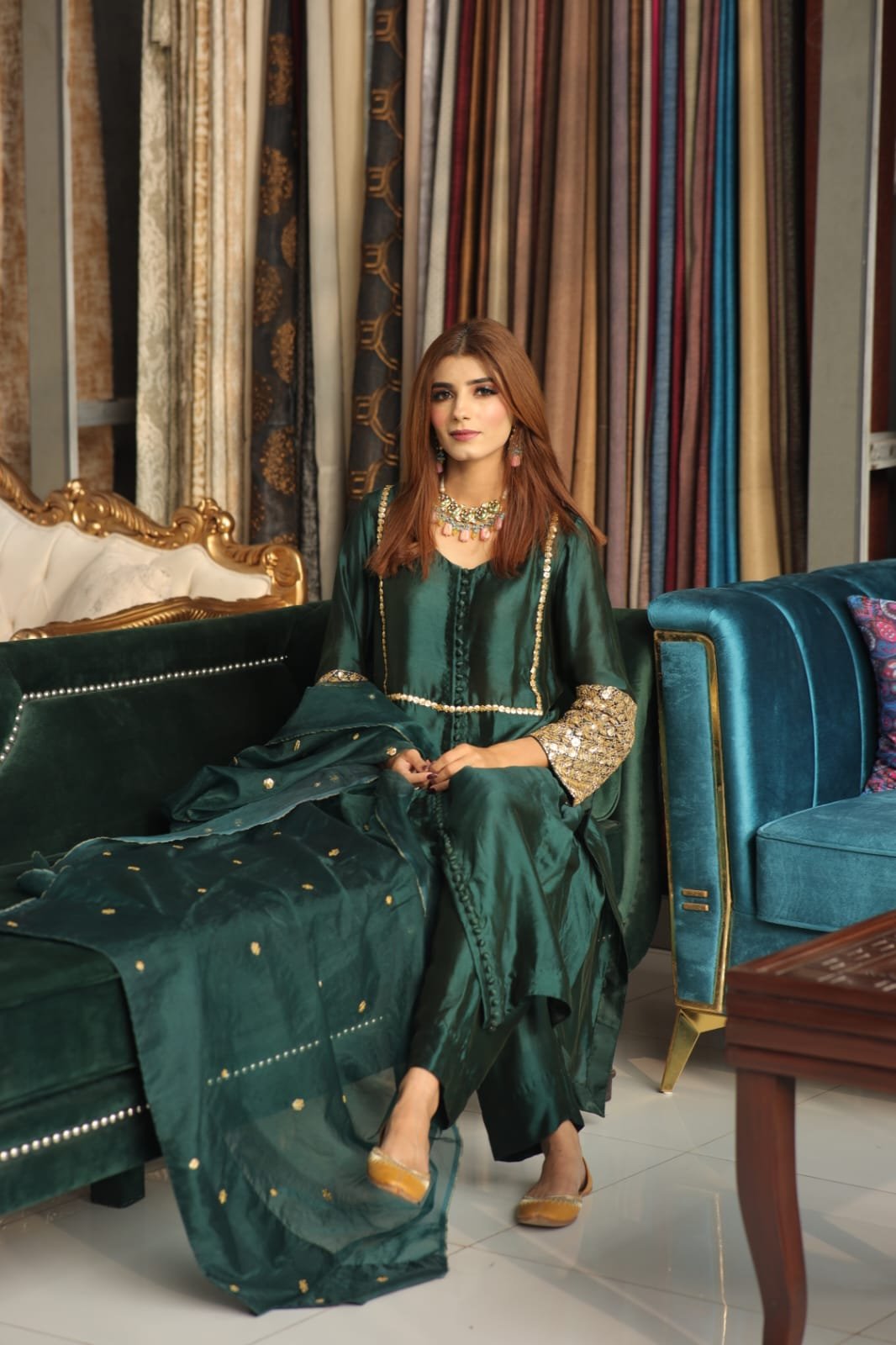 3 piece dress tussar silk Fabric , organza dupatta
