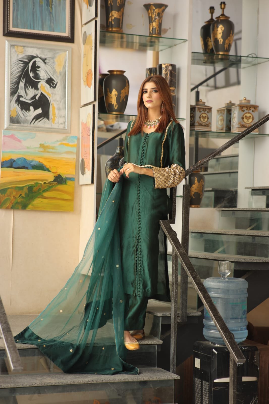 3 piece dress tussar silk Fabric , organza dupatta