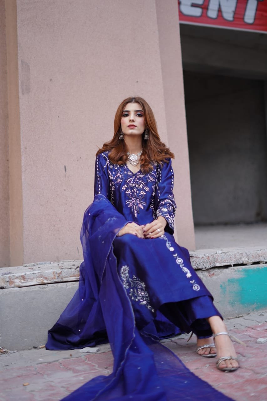 3 piece dress tussar silk fabric