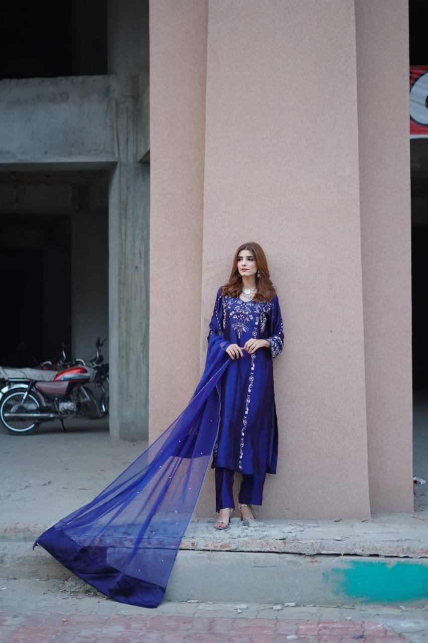 3 piece dress tussar silk fabric
