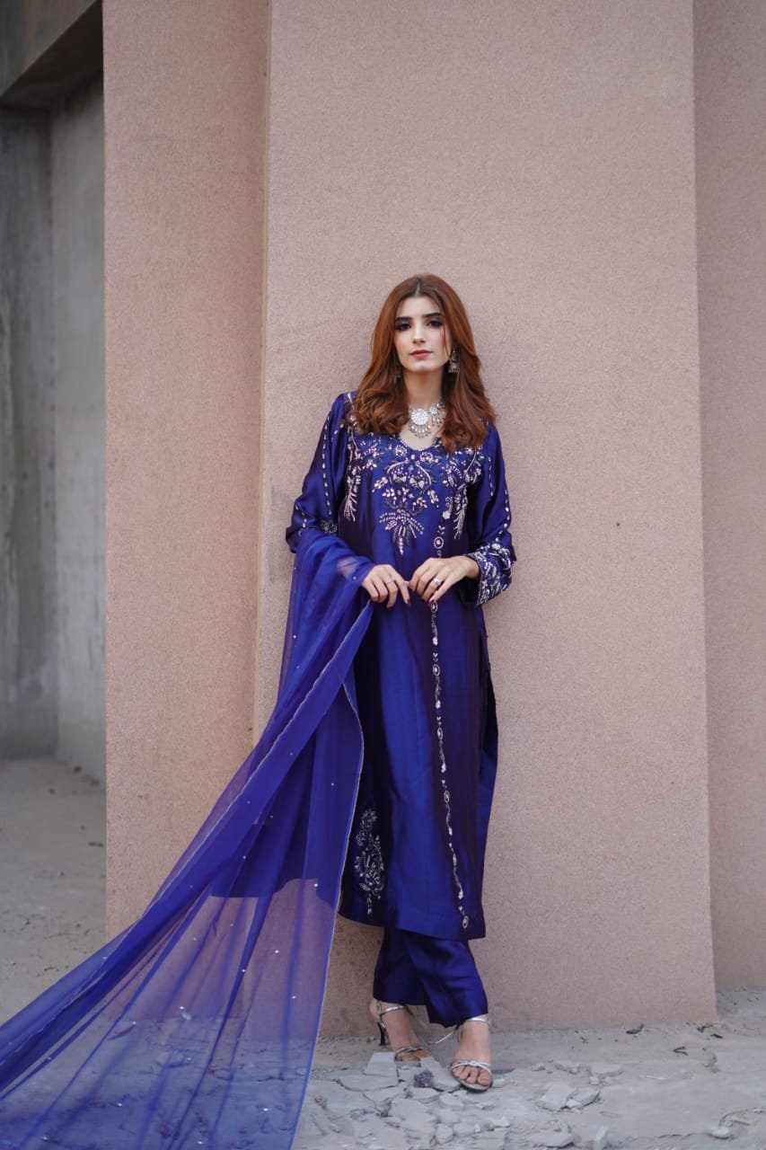 3 piece dress tussar silk fabric