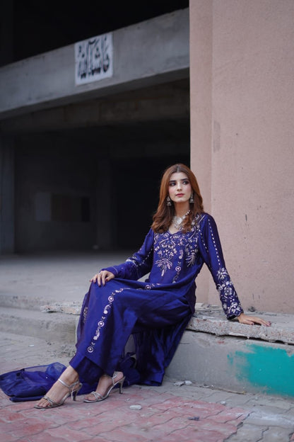 3 piece dress tussar silk fabric