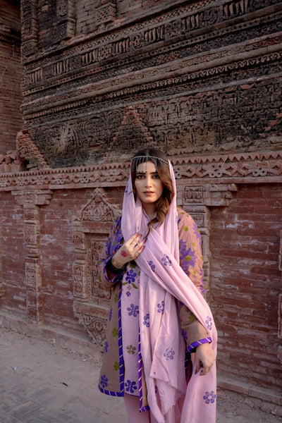 4 piece suit fabric karrandi with silk duppata