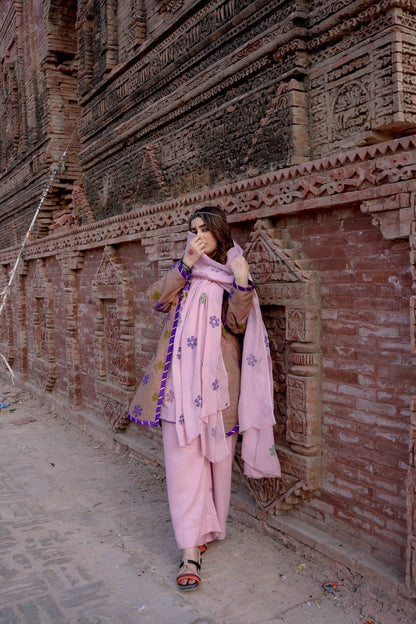 4 piece suit fabric karrandi with silk duppata