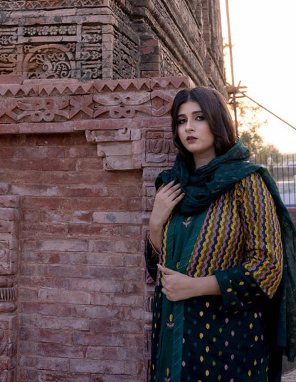4 piece karrandi suit Fabric karrandi , silk dupatta fully block printed