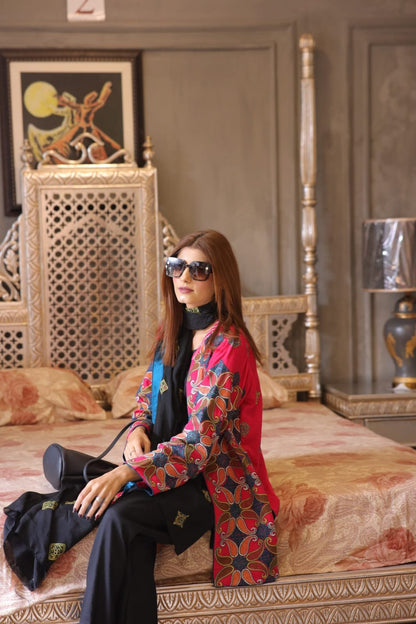 4 piece karrandi suit Fabric karrandi , silk dupatta fully block printed